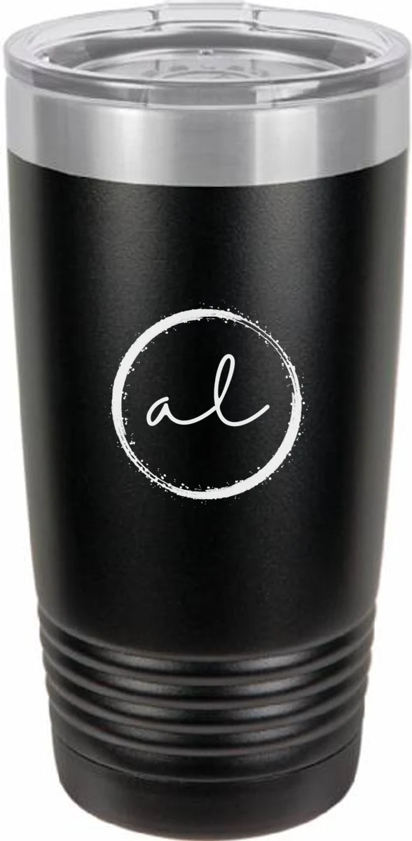 Black 20 ounce tumbler with the AL mark